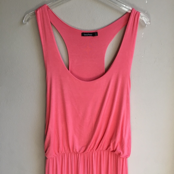 Boohoo Racerback Maxi Dress Pink Jersey Size 10 - Picture 3 of 7